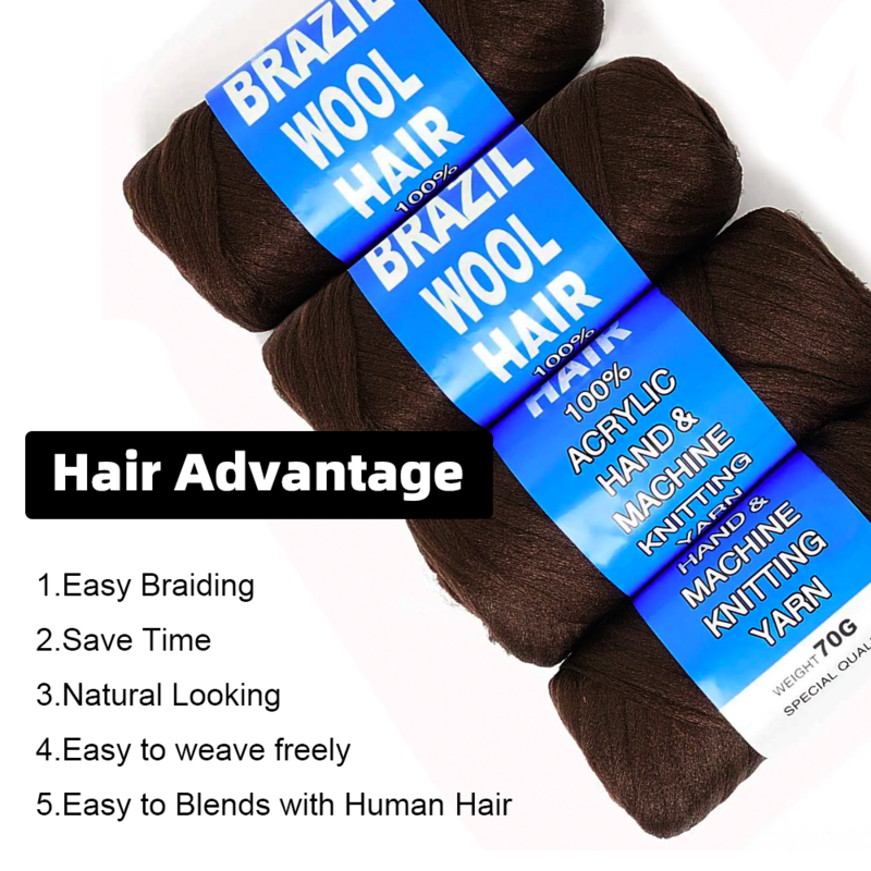 Synthetic Wool Hair Extension For Women African Low Temperature Senegalese Twist Faux Locs Wraps Jumbo Crochet Braiding Hair