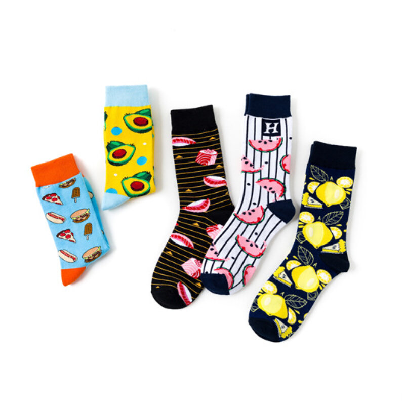 Новые модные брендовые креативные хлопковые носки, модные носки для гурманов, пиццы, бургеров, Мультяшные носки для мужчин и женщин