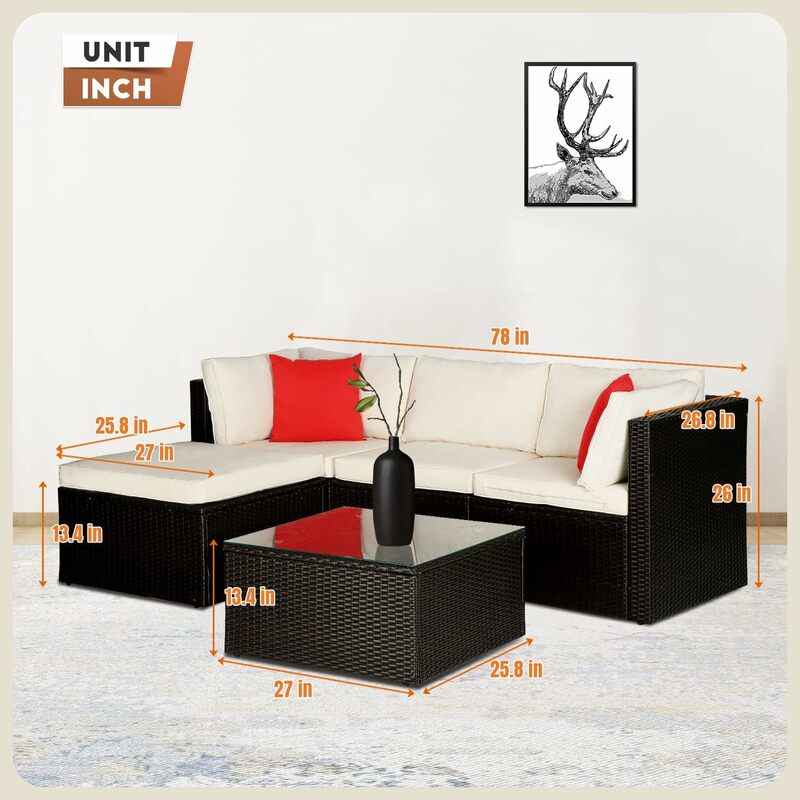 Conjuntos de mobília do pátio do Rattan, sofá secional de vime, modular, exterior, conversa, 4 pcs, 5 pcs, 6 pcs, 7 pcs, 8 pcs