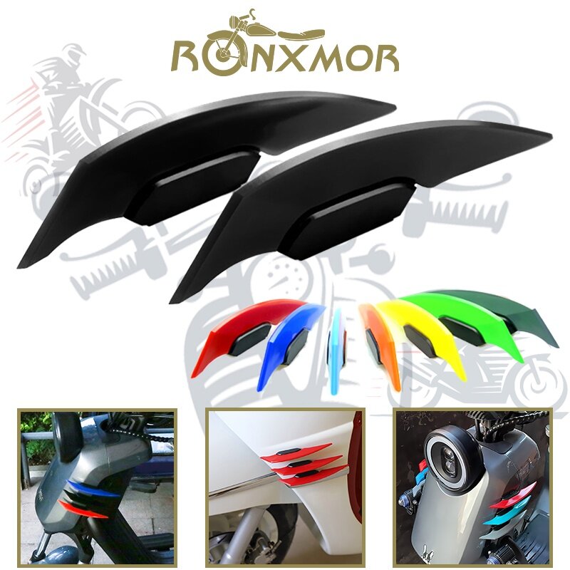 1pair Universal Motorcycle Winglet Aerodynamic Spoiler Wing with Adhesive Motorcycle Decoration Sticker for Motorbike Scooter