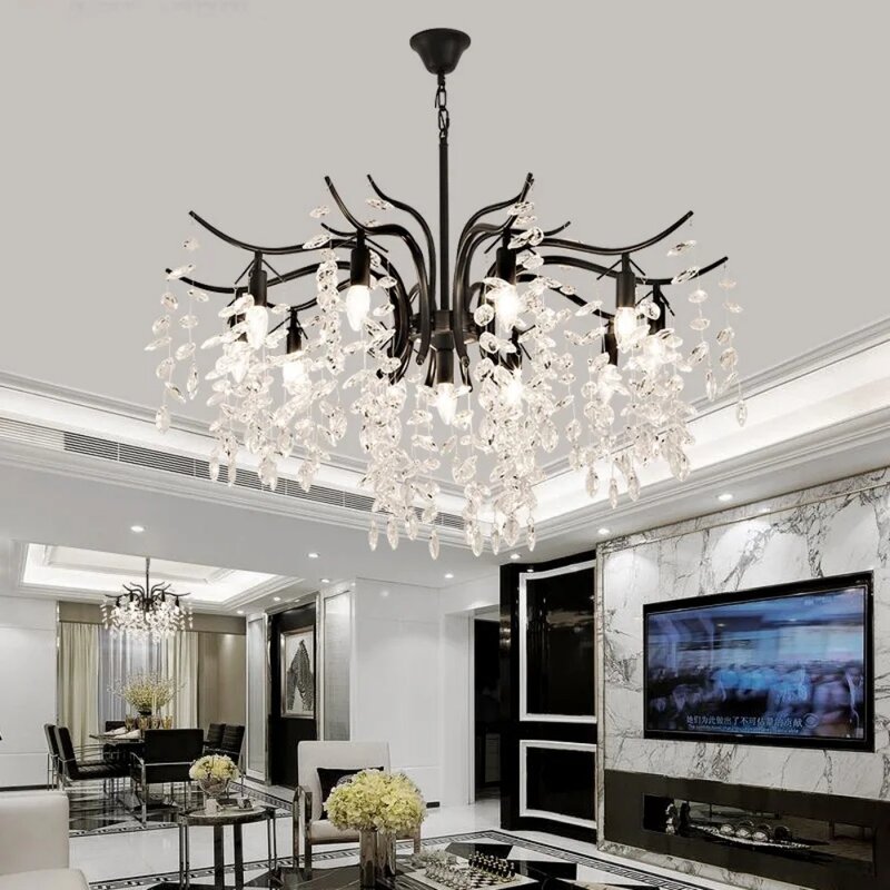 Candelabros de cristal de lujo LED modernos, lámpara colgante de gran Lustre para decoración de Arte de salón de Hotel, accesorios de iluminación