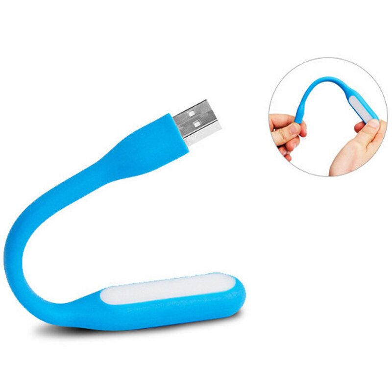 Luz Led plegable para lectura de libros, miniluz portátil Flexible con USB, superbrillante, color azul, para ordenador portátil y móvil, 1 piezas