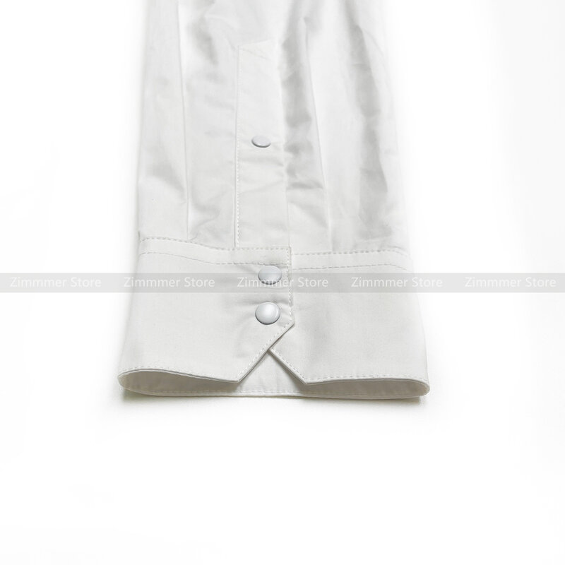 Camisa de peito único branca feminina, emenda de lapela de manga comprida, 1 peça, nova, 24, primavera e verão
