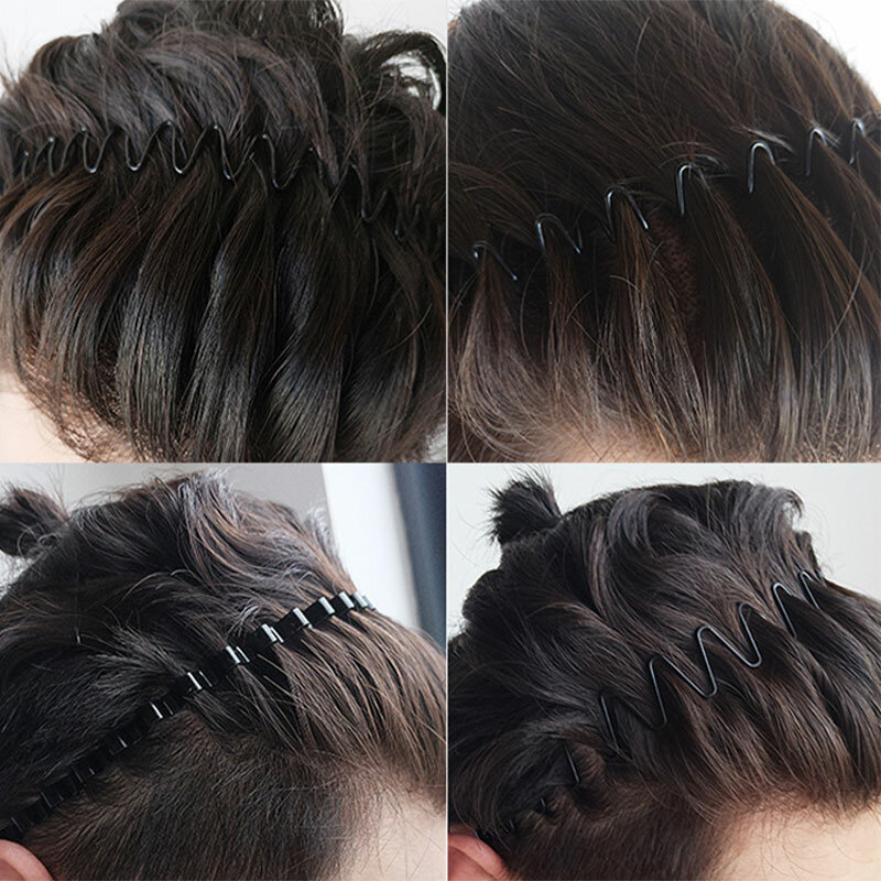 Металлическая железная повязка на голову для мужчин и женщин, унисекс, черная волнистая повязка на голову, обруч для волос, ширина 5 мм, модная спортивная повязка для волос, аксессуары для волос