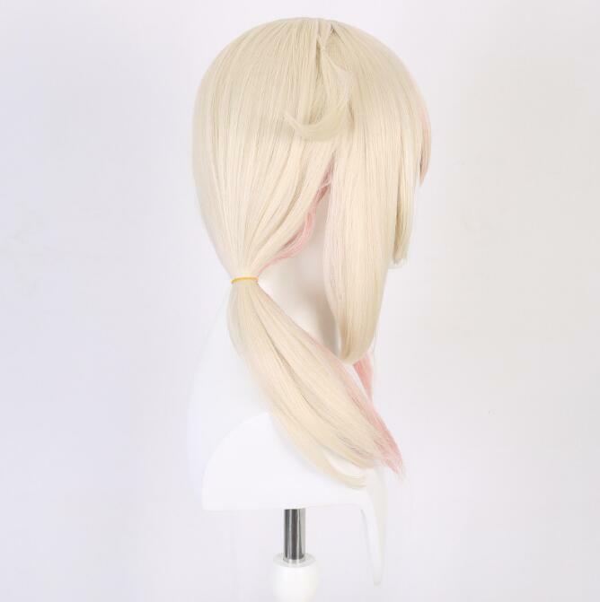 Klee New Skin Cosplay parrucca fibra parrucca sintetica gioco Genshin Impact parrucca Cosplay latte giallo misto polvere arancione capelli corti