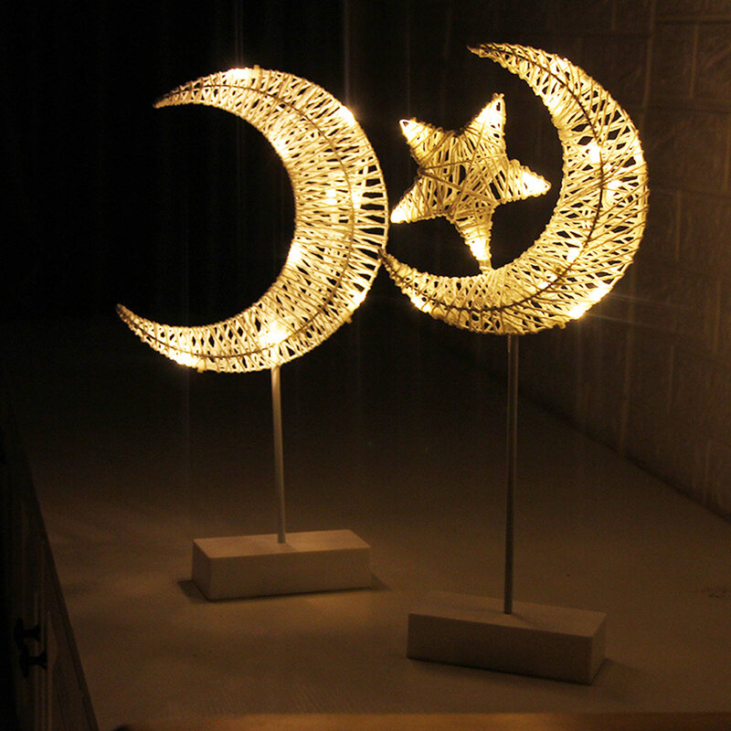 침실 라마단 장식 야간 조명 LED 스타 문 야간 조명, 라마단 장식 테이블 램프, 이슬람 라마단 축제 장식