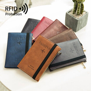 Multifunctional Passport Holder Cover Wallet Travel Essentials RFID Blocking Leather Card Case Coin Pocket Travel Accessories