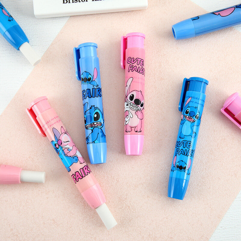 4pcs Disney Stitch Press Eraser Kawaii Lilo and Stitch Writing Drawing Pencil Erasers Kids School Supplies Stationery