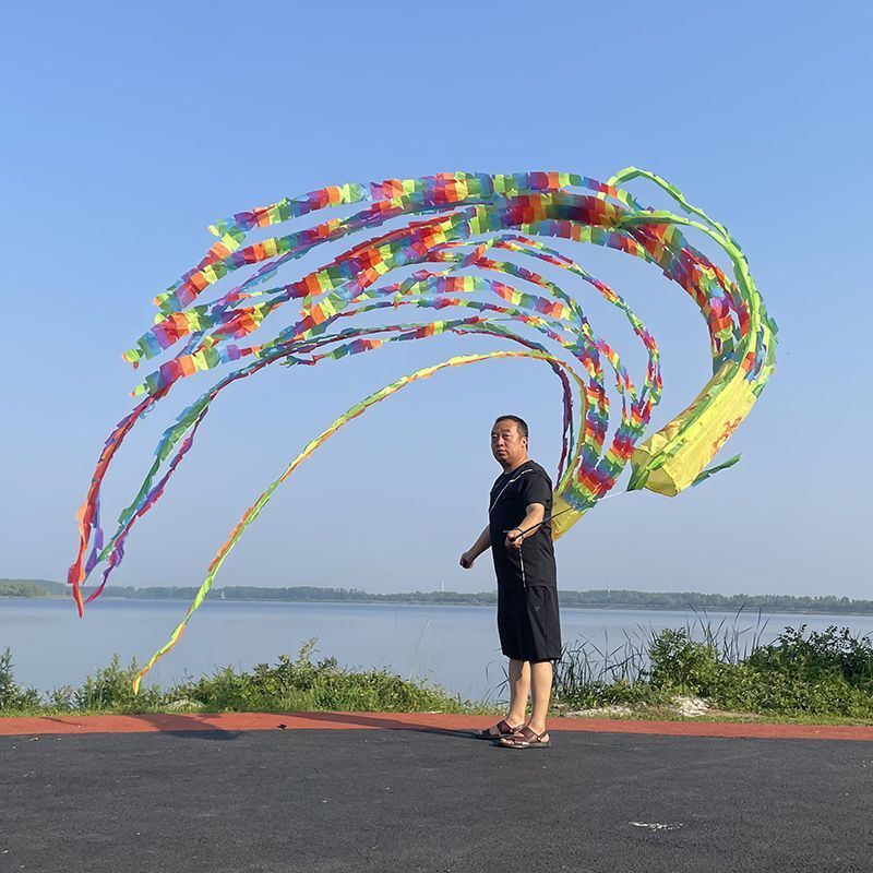 3/5 metri cinese arcobaleno nastro danza bacchetta scuola ginnastica attività capodanno cinese facile nastro danza intorno al palo