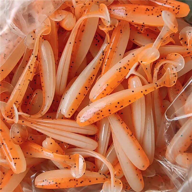 MUKUN-Señuelos de Pesca microblandos, 10 piezas, 0,35g/35mm, cola en T, gusano, cebo Artificial pequeño, Wobblers Jig, Lucio, aparejos de pesca