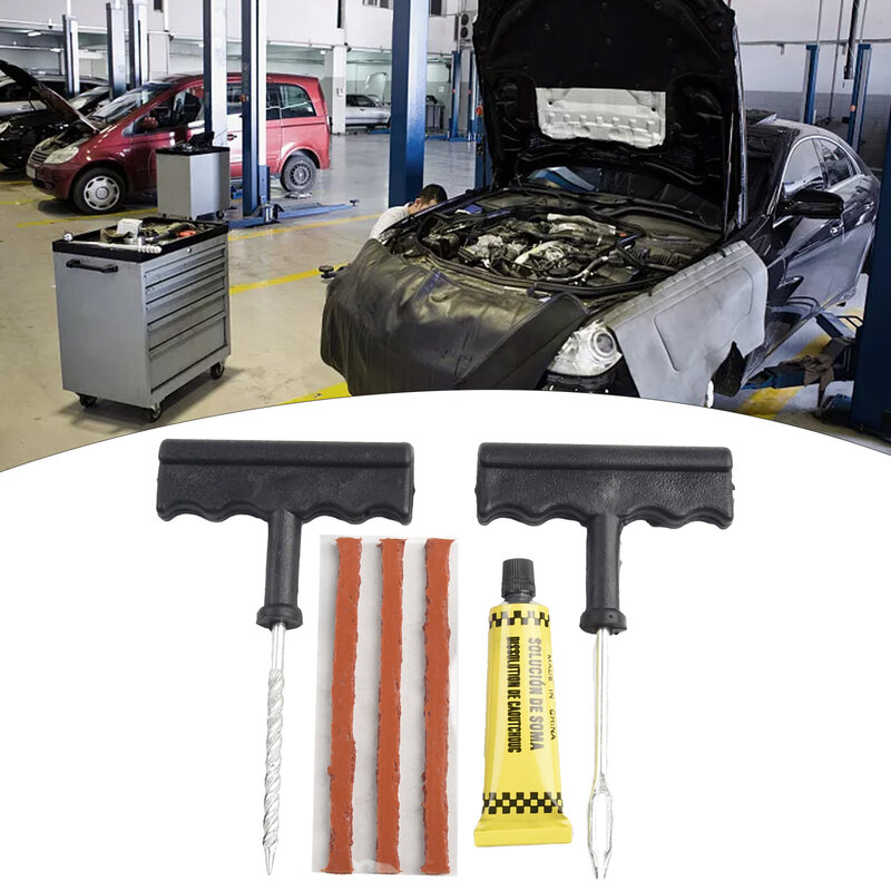 Universal Tubeless Tire Puncture Repair Kit, adequado para carros, vans, motos, pneus planos com este conveniente
