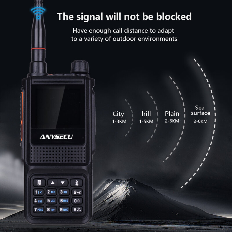 Anysecu – talkie-walkie professionnel 5W, Radio bidirectionnelle, haute puissance, UHF VHF, chargeur USB type-c, radio FM, AC-881