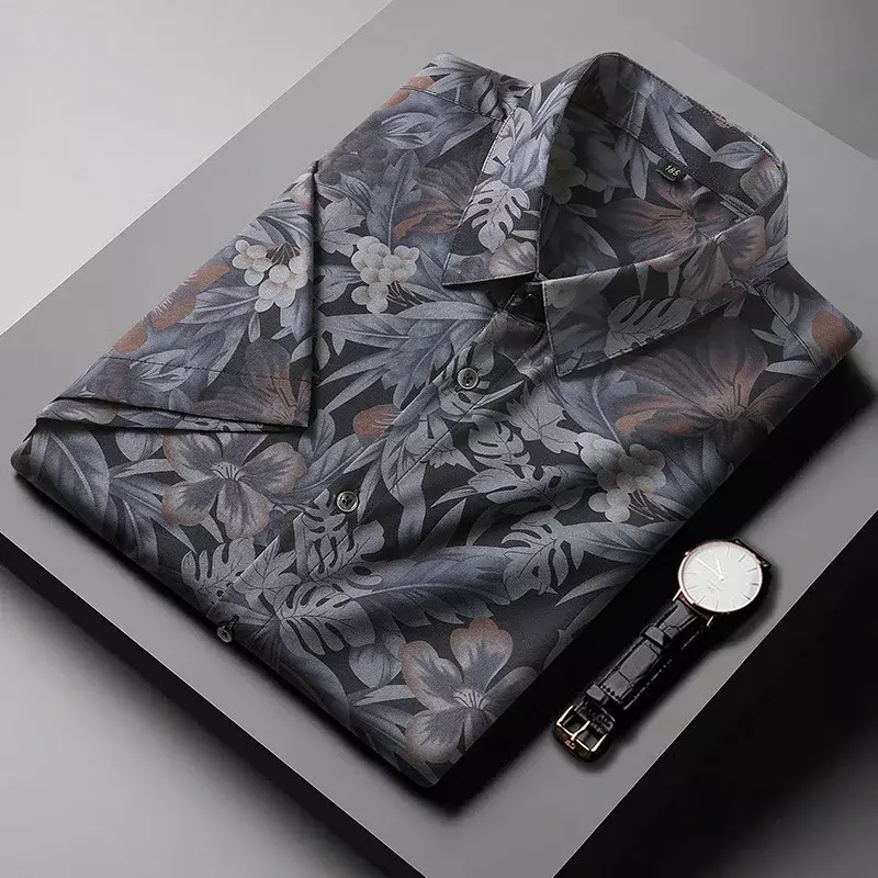 Neuankömmling super große Herren Kurzarmhemd Sommer dünn digital bedrucktes Hemd mikro elastische Flut plus Größe 2xl-8xl9xl10xl