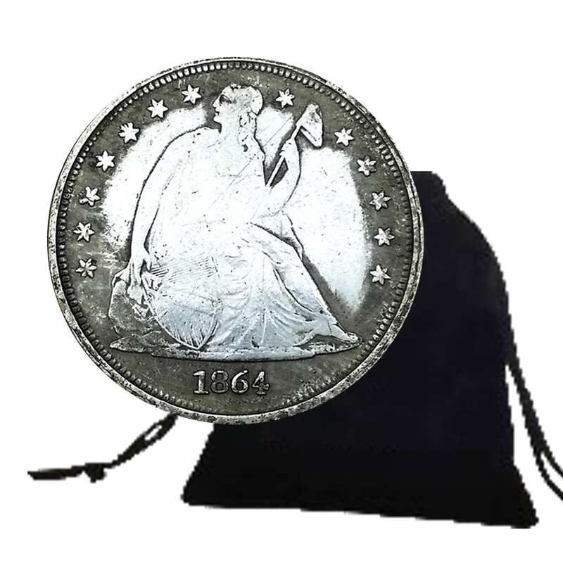 럭셔리 그레이트 1 달러 미국 3D 아트 동전, 기념 미국 커플 동전 포켓 선물 동전, 기념 행운의 동전 및 선물 가방