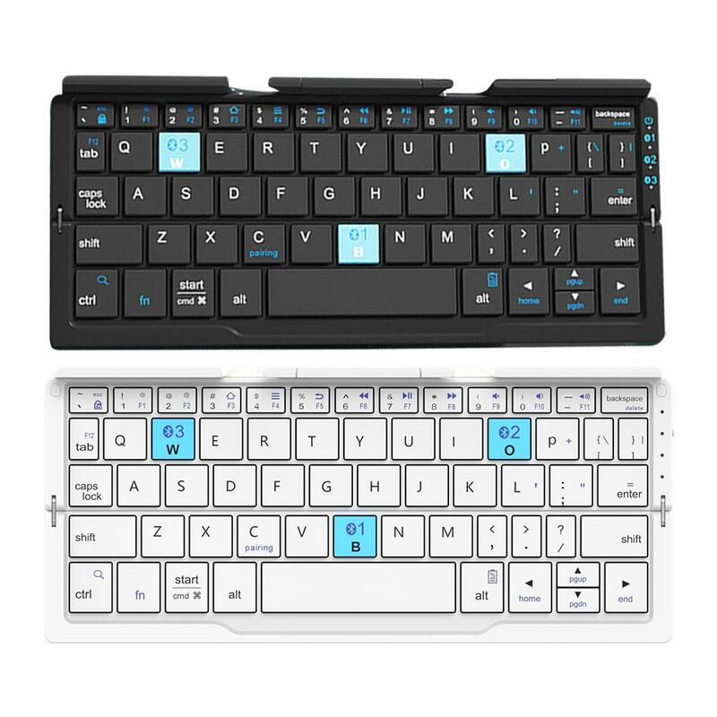 Portable 60 Keys Mini Folding Bluetooth Wireless Keyboard For Tablet And Phone Aluminum Alloy Housing With Slot Lightweight