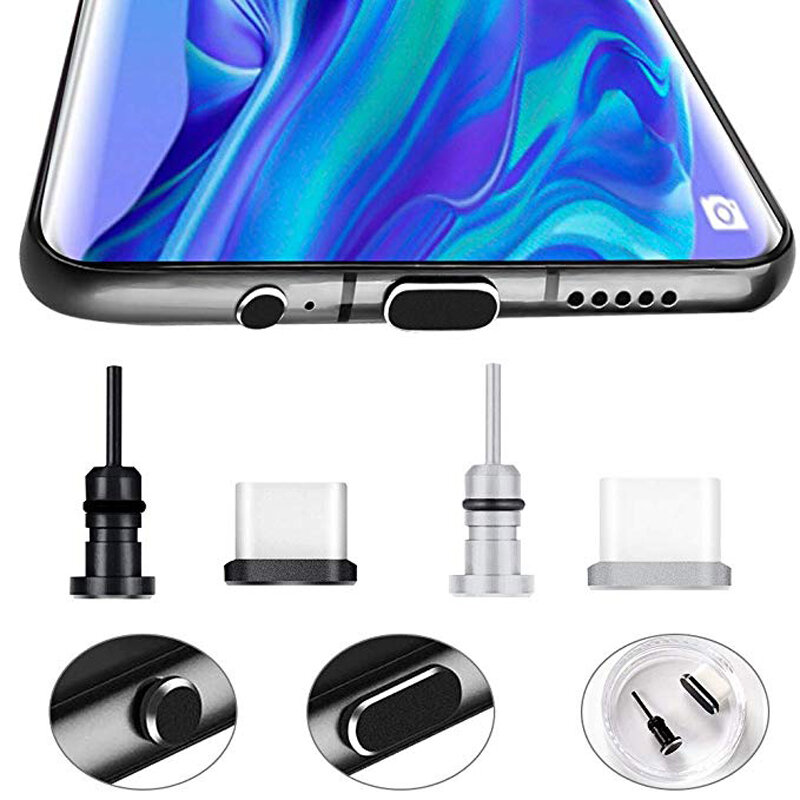 Port Pengisi Daya Ponsel Tipe C 3.5Mm Jack Earphone Kartu Sim USB C Plug Debu untuk Samsung S10 S9 S8 Note 8 9 Huawei P10 P20 P30 Pro