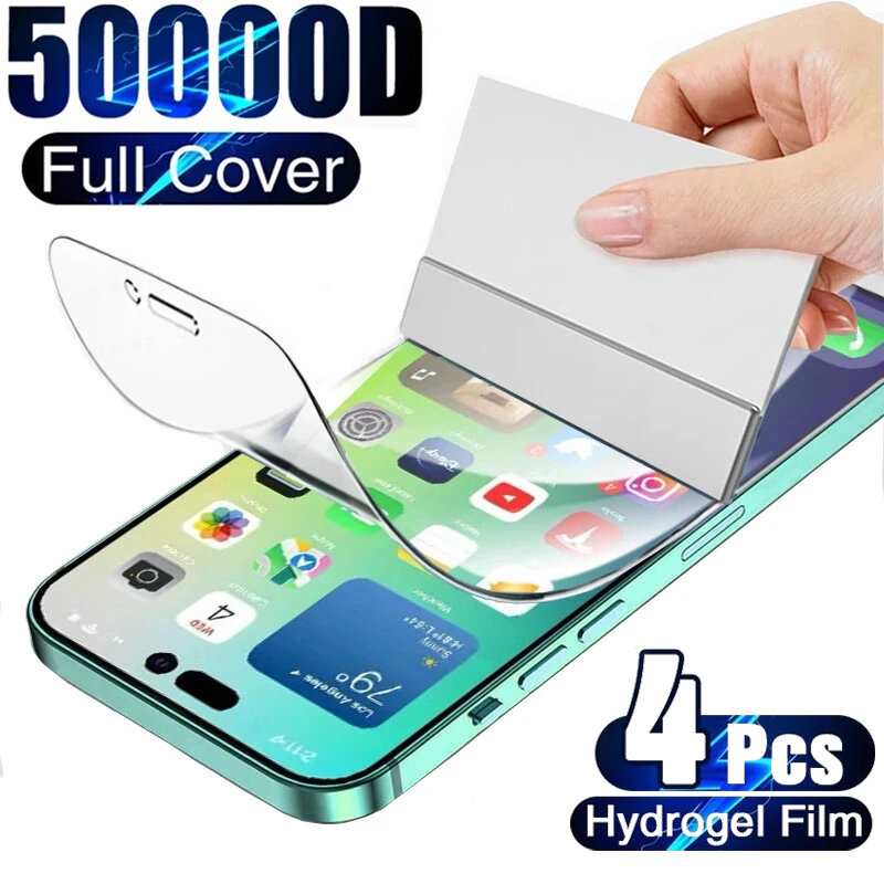 4 Stück Hydro gel Film volle Abdeckung für iPhone 11 12 13 14 15 Pro Max Displays chutz folie für iPhone 14 15 plus xs max Bildschirms chutz