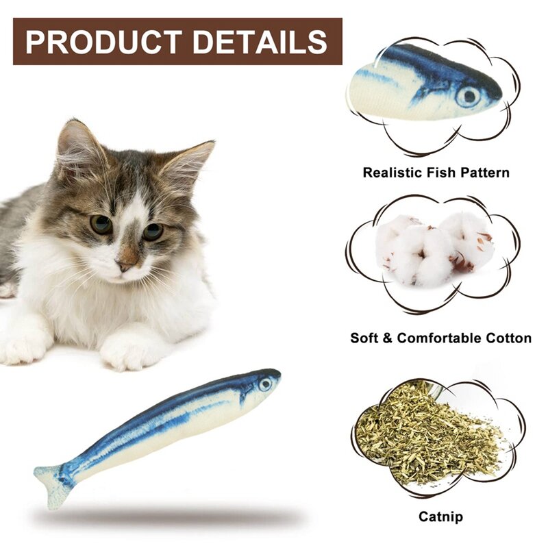 3 Pack Cat Toys Saury Fishtoys Cat Chew Toy Catnip Toys For Indoor Cats For Bored Indoor Adult Cats