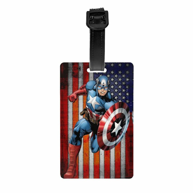 Custom Captain America Luggage Tag Travel Bag Suitcase Privacy Cover ID Label
