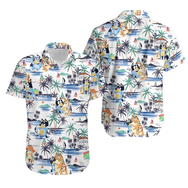 Camisas de lujo para hombre, ropa de verano con estampado de dibujos animados, Tops de manga corta, ropa de calle de gran tamaño, camisa hawaiana, 2024