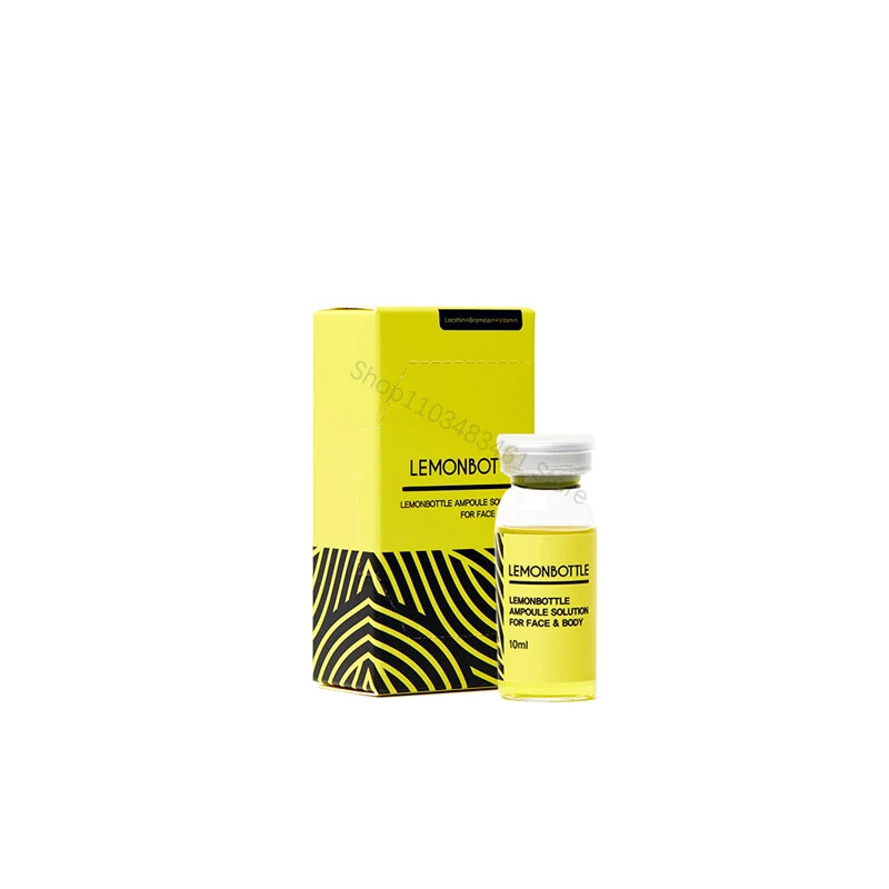 Botella de limón de 10ml/1 viales, solución de ampolla para dessoldar grasa para cara y cuerpo, solución lipolítica, línea en V, adelgazamiento, belleza, cuidado de la piel