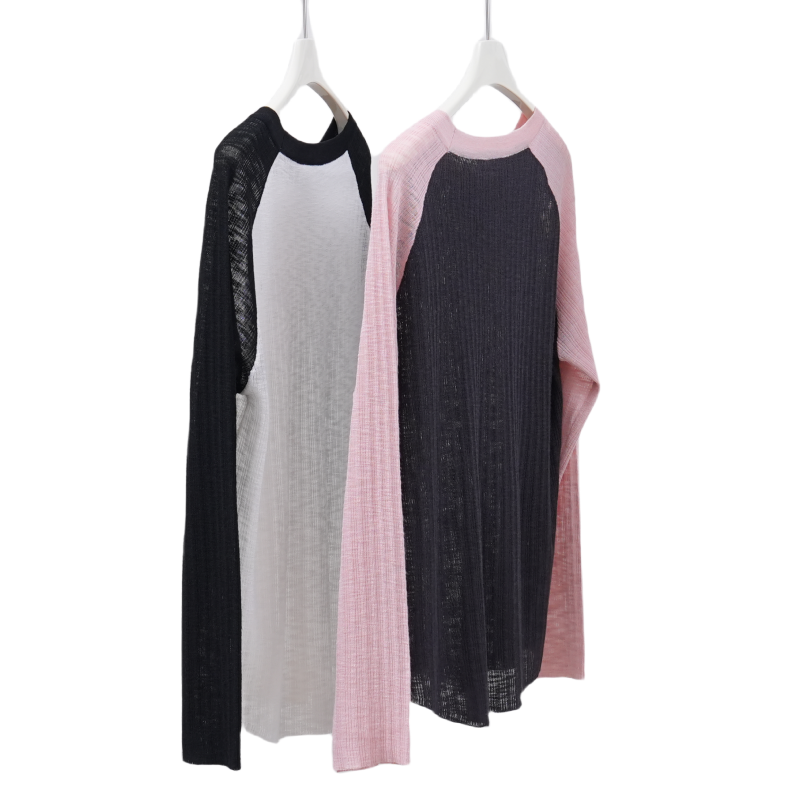 YG 2024 женская одежда весна осень o-образный вырез модная Сексуальная кружевная газовая футболка с длинным рукавом 2024 элегантный Свободный пуловер женские топы