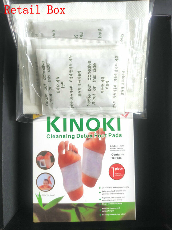 Vendita al dettaglio 5 scatole 100 pz 4Y pulizia Detox Foot Kinoki Pads Cleanse Energize Your Body(1 lotto = 5 Box = 100 pz = 50 pz patch + 50 pz adesivo
