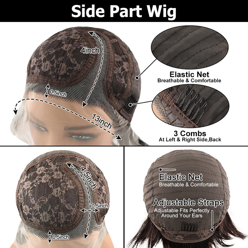 Wig rambut manusia renda depan HD 13x4x0.5 warna hitam potongan Pixie pendek lurus Wig Frontal prepked Brasil