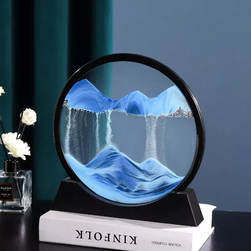 3D Moving Sand Art Picture Round Glass Deep Sea Sandscape clessidra Quicksand Craft Flowing Sand Painting Office Home Decor Gift