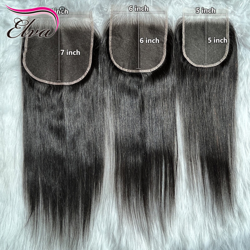 Cabelo de elva-HD Lace Frontal Straight Hair, Pré Arrombado Invisível HD Lace Encerramento Apenas, 5x5, 6x6, 7x7, 13x4, 13x6, Apenas