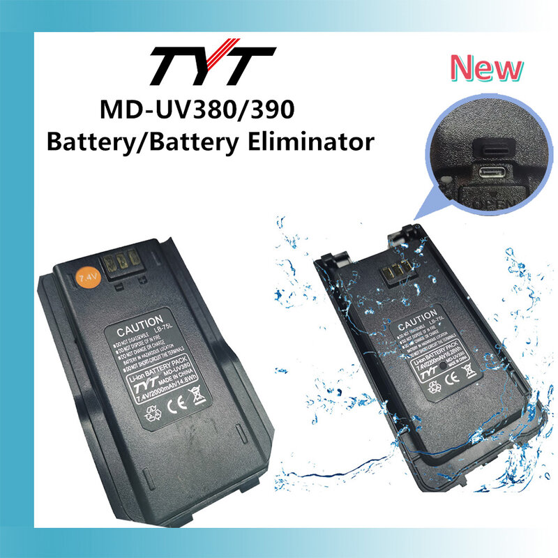 Paquete de batería de iones de litio tipo C, 100% original, adecuado para radio digital TYT MD-UV380 MD-UV390
