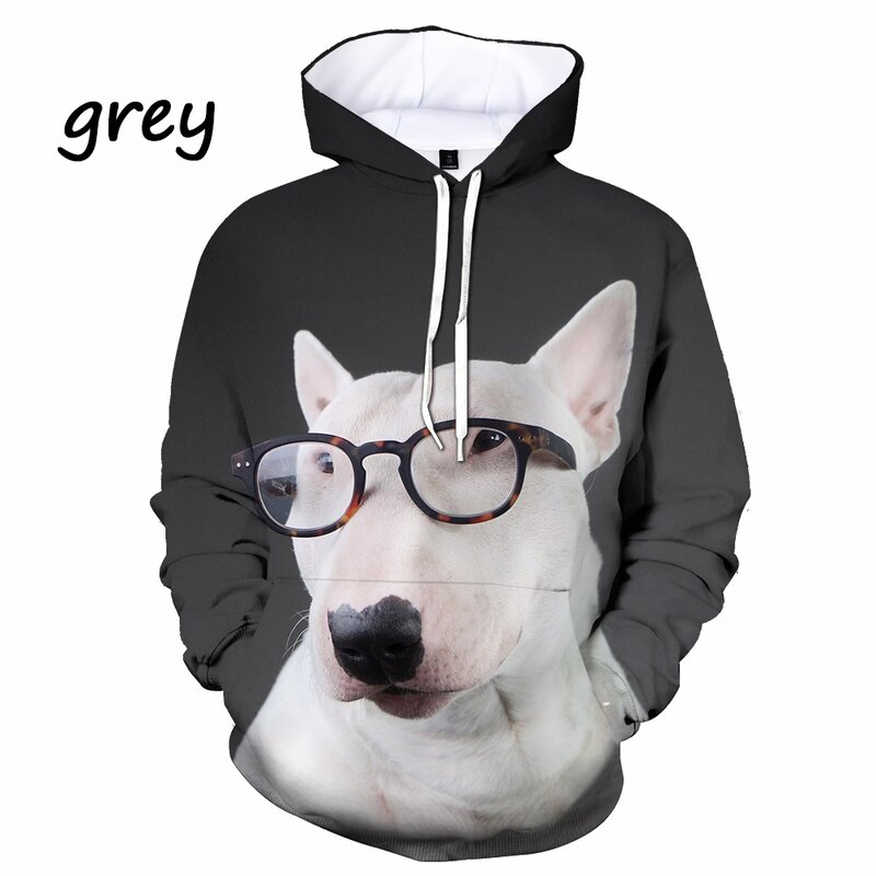 O mais recente bull terrier 3d-printed hoodie animal cão camisola de manga comprida outono jumper superior oversiezd