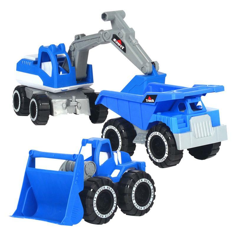 Mainan truk proyek konstruksi anak, kendaraan truk penggali pasir menggali pantai untuk kendaraan truk konstruksi 3 buah