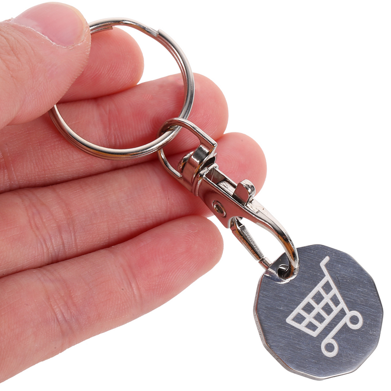 4 Pcs Cart Token Shopping Trolley Tokens Keychain Metal Ring Small Gofts Ornament Stainless Steel Coin Pendant