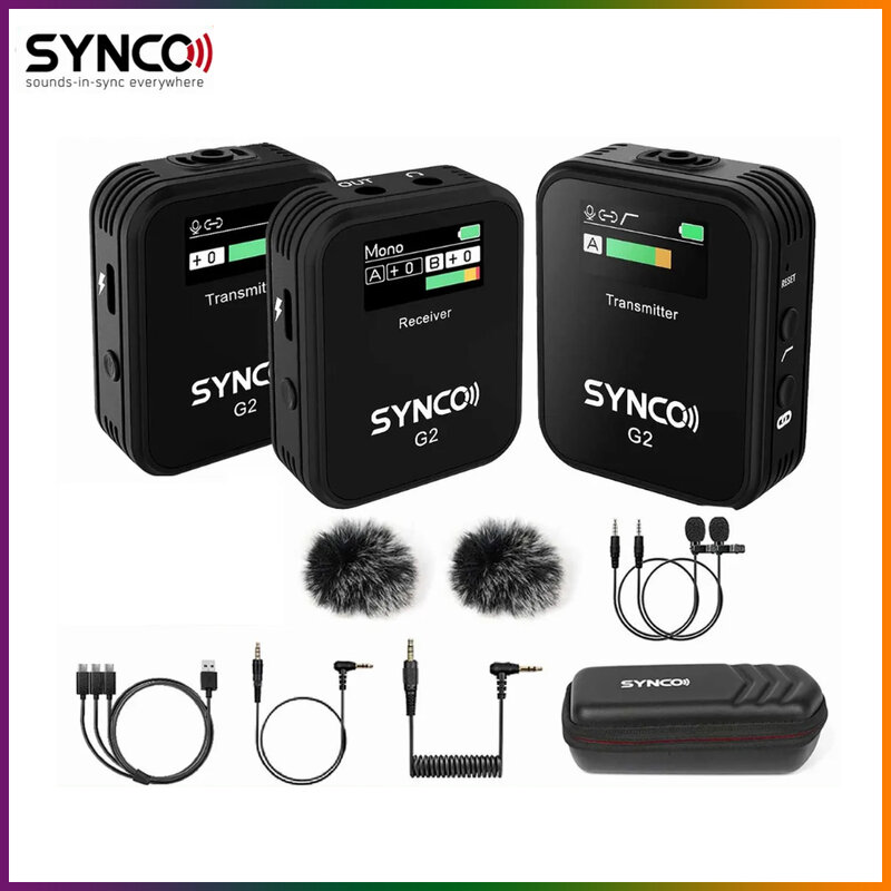 Synco G2 A2 Wireless Lavalier Microphone System for Smartphone Camera Vlogging Streaming YouTube Video Studio MIC Mikrofon G1Pro