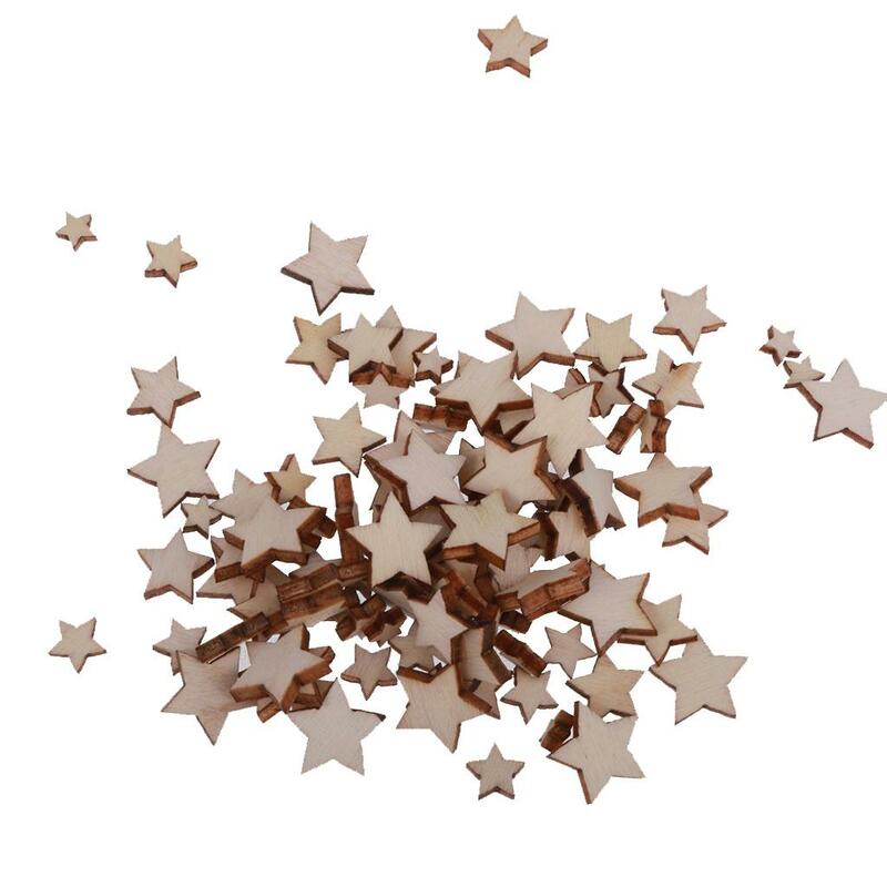 空の星の木製スライスディスク装飾、ヴィンテージウェディングクラフト、2x、100x
