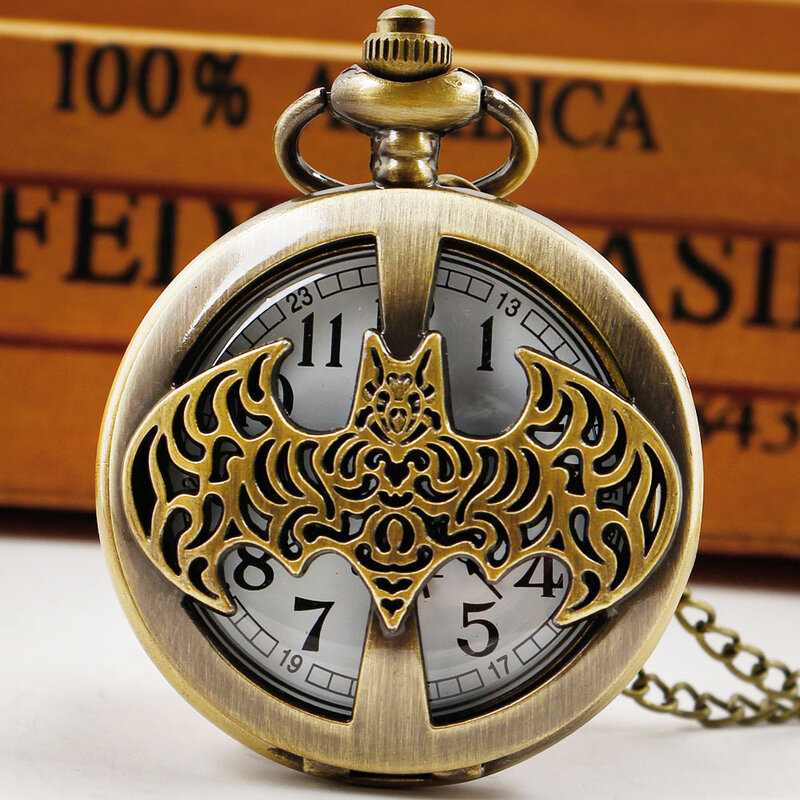 Bronze Hollow Eagle Quartz relógio de bolso para homens e mulheres, Fob Steampunk, charme vintage, colar com corrente, novo