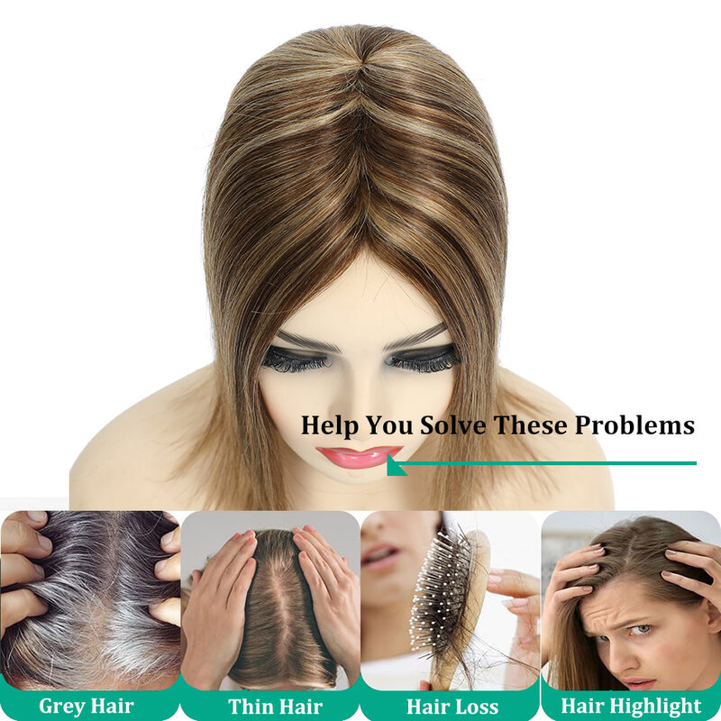 25-45cm Damen Haar Topper mit Clips 100% remy Echthaar Topper für dünnes Haar natürliche Farbe Clip in einem Stück Haar verlängerungen