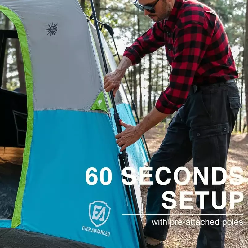 Tenda Kemah Blackout 6 orang, tenda kabin instan untuk keluarga dengan Rainfly, 60 detik pengaturan mudah, gratis pengiriman tahan air