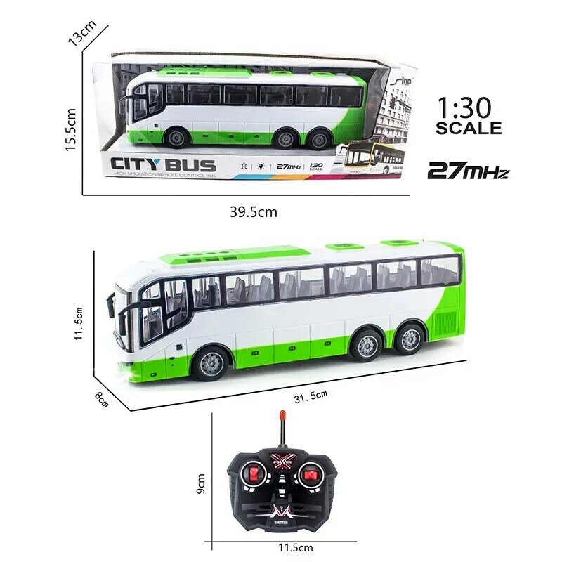 Ônibus elétrico de controle remoto sem fio, 4 canais com simulação de luz, miniatura de ônibus escolar