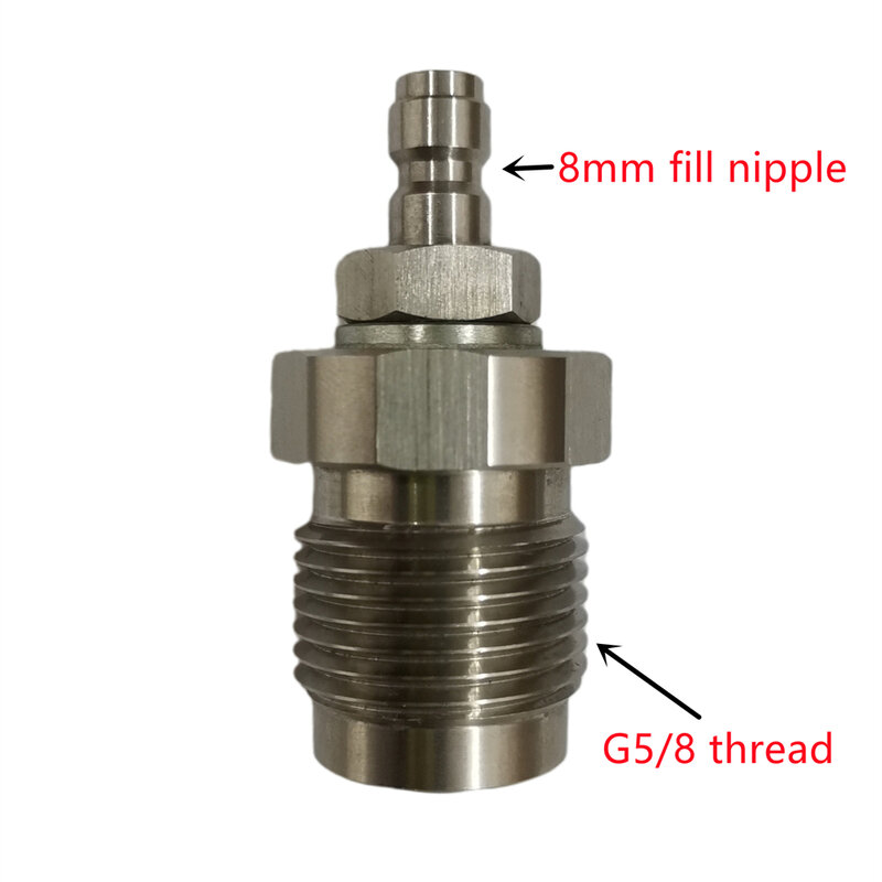 Air fill Adapter, DIN G5/8 Thread Convert para 8mm Fill Nipple, Quick Fitting, Disconnect for Scuba Tank Valve