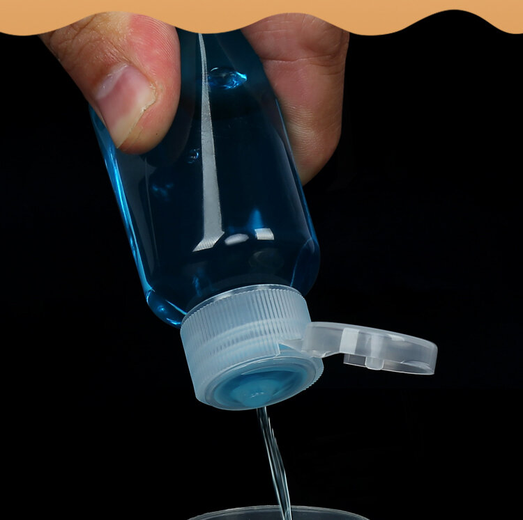 Garrafas de plástico transparente Clamshell Squeeze, Adequado para Shampoo Loção Líquida Banho Creme Facial, Recipientes Recarregáveis, 5ml-100ml, 50Pcs