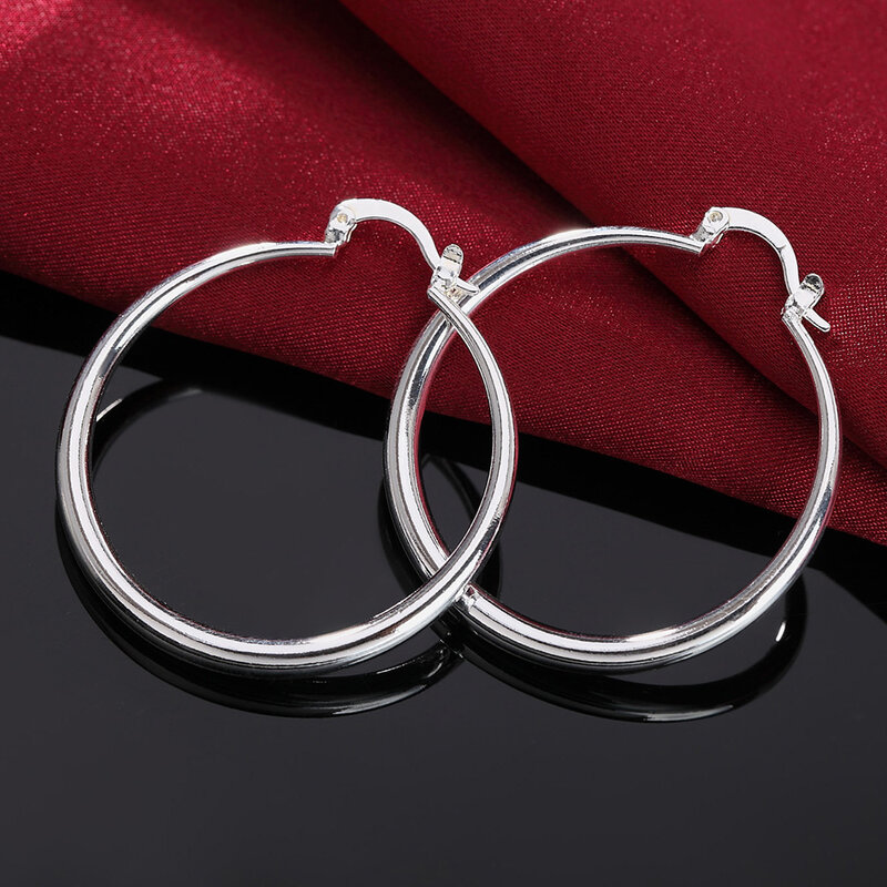 Big Circle Round Hoop Earring for Women 925 Stamp Silver Color Unusual Earrings 2022 Trend Christmas Party Wedding Jewelry Gifts