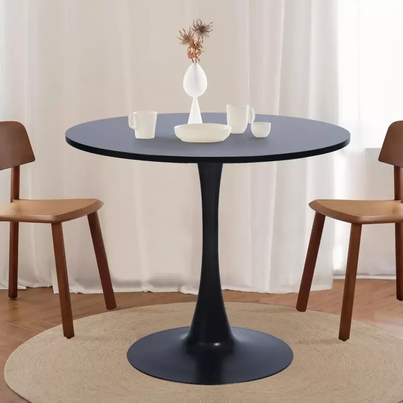 Набор обеденных столов современный круглый обеденный стол для 2-4 человек с основанием тюльпана, черный