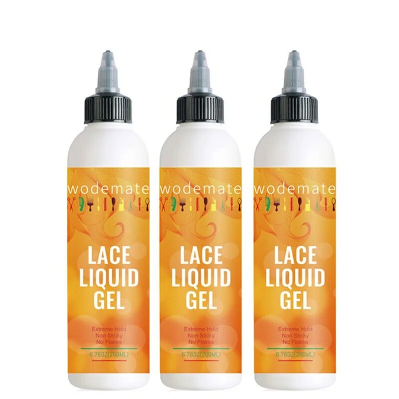 200ml Lace Liquid Gel Extreme Hold Frontal Wig Glueless Lace Gel Temporary Hold Clear Adhesive Invisible Glue For Edge Styling