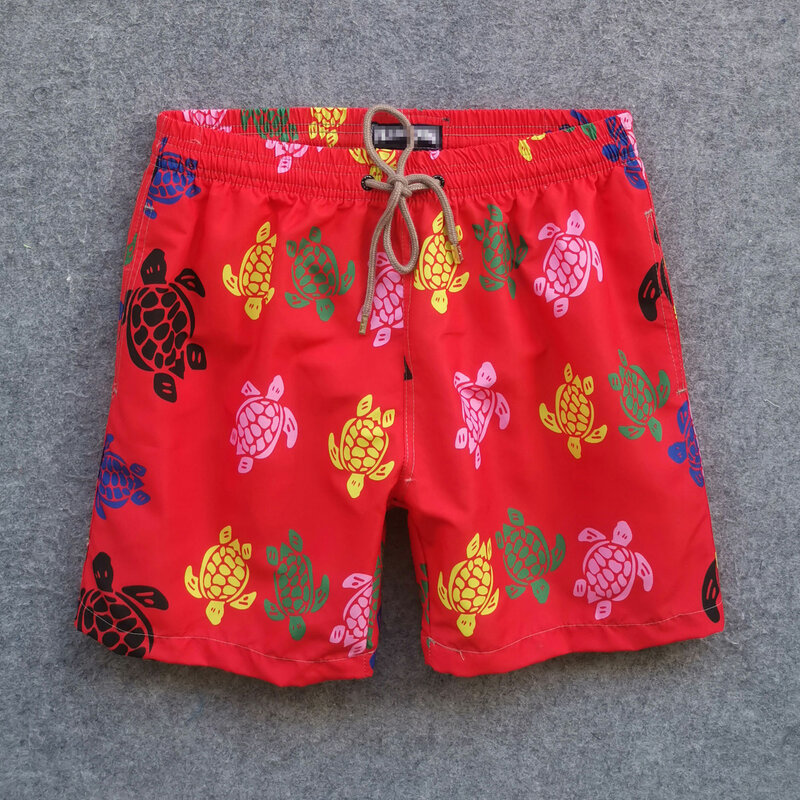 2024 New High Quality Men's Beach Quick Dry Board Shorts Screen Turtles Printed Swimwear Surfs Swim Trunks with Inside Net Layer