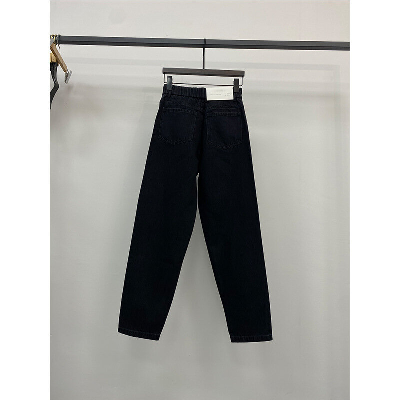 Women Cotton straight tapered pants retro fashionable cropped jeans