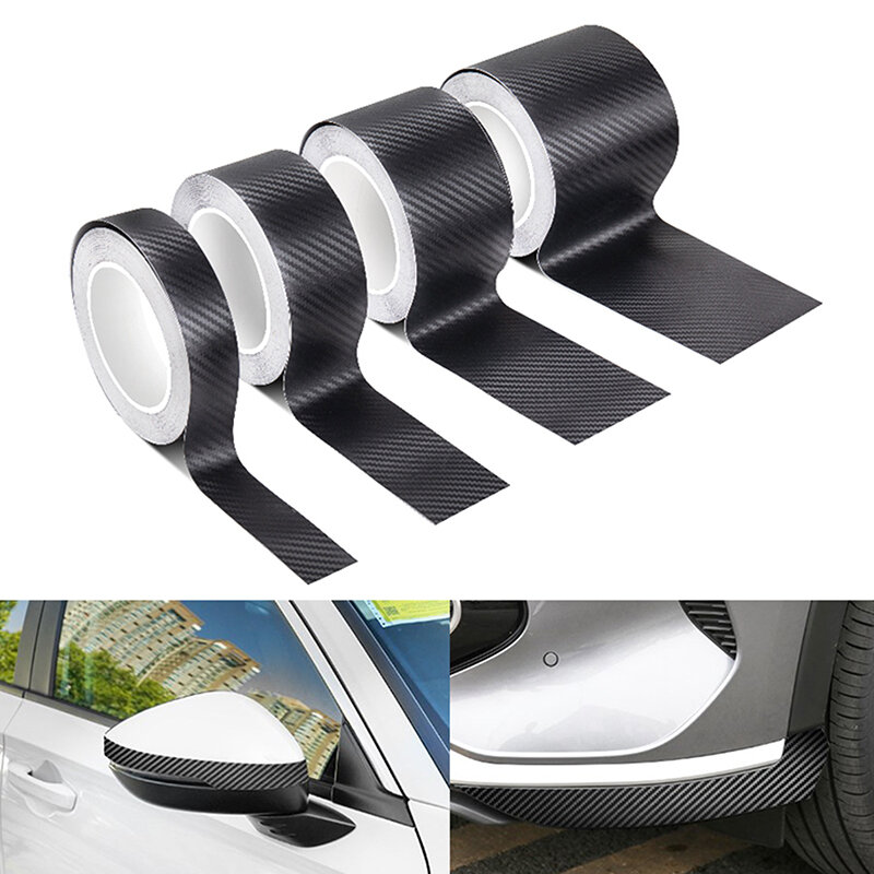 Pegatina de fibra de carbono 3D para coche, Tira protectora de pasta DIY, película protectora impermeable para el alféizar de la puerta del coche, espejo lateral, cinta antiarañazos