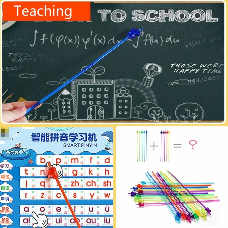 Tongkat mengajar genggam untuk anak, perlengkapan kantor sekolah, tongkat mengajar jari, tongkat baca papan tulis