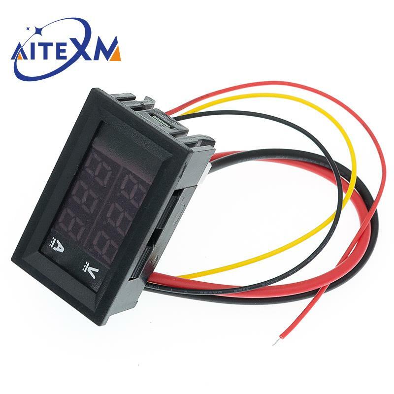 Voltmètre numérique DC 0-100V 10a, 1 pièce, ampèremètre à double affichage, détecteur de tension, panneau ampèremètre, 0.28 pouces, LED rouge et bleu